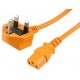 2 m Orange IEC Mains Lead with Straight Moulded C13 Plug & 5A Fuse